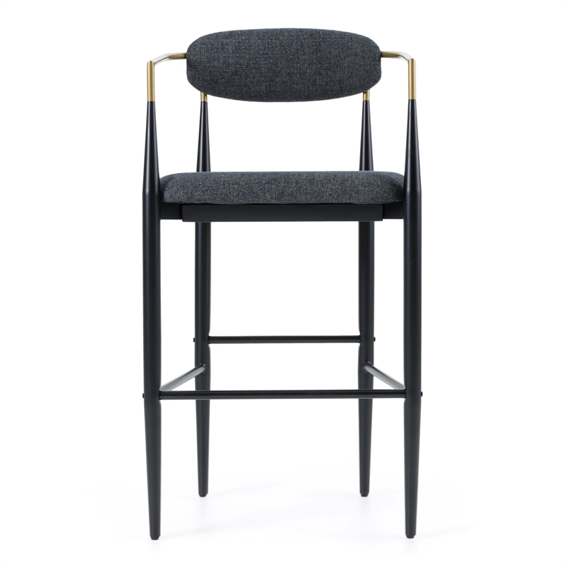 Pemberly Row Mid-Century Modern Dark Grey and Gold Bar Chair