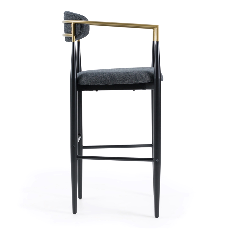 Pemberly Row Mid-Century Modern Dark Grey and Gold Bar Chair