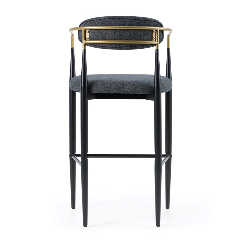Pemberly Row Mid-Century Modern Dark Grey and Gold Bar Chair