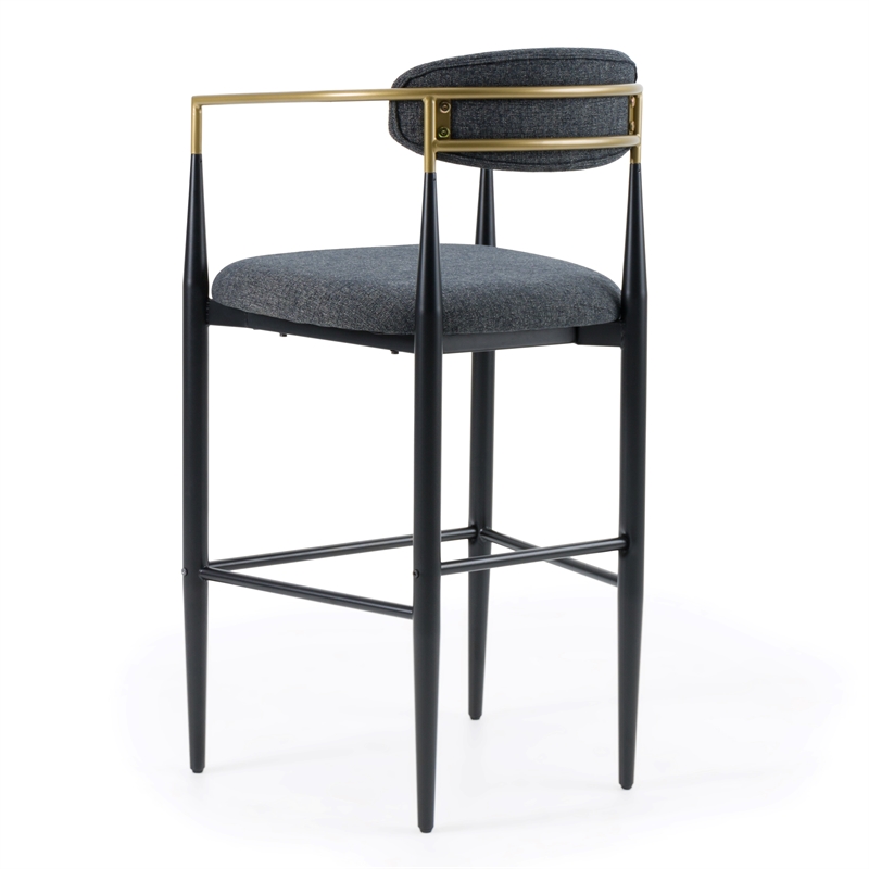 Pemberly Row Mid-Century Modern Dark Grey and Gold Bar Chair
