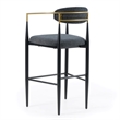 Pemberly Row Mid-Century Modern Dark Grey and Gold Bar Chair