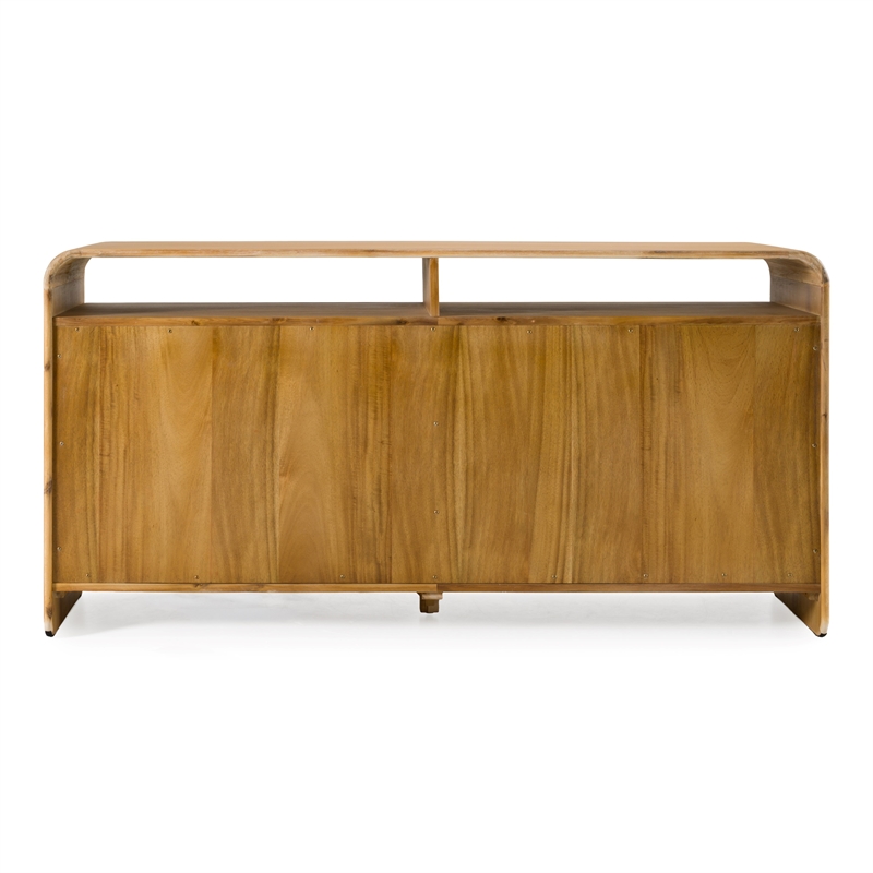 Pemberly Row Modern Natural Acacia Dresser with 6 Drawers