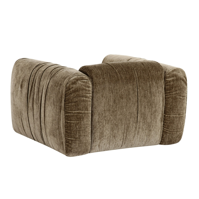 Pemberly Row Modern Olive Green Fabric Lounge Chair with Square Arms