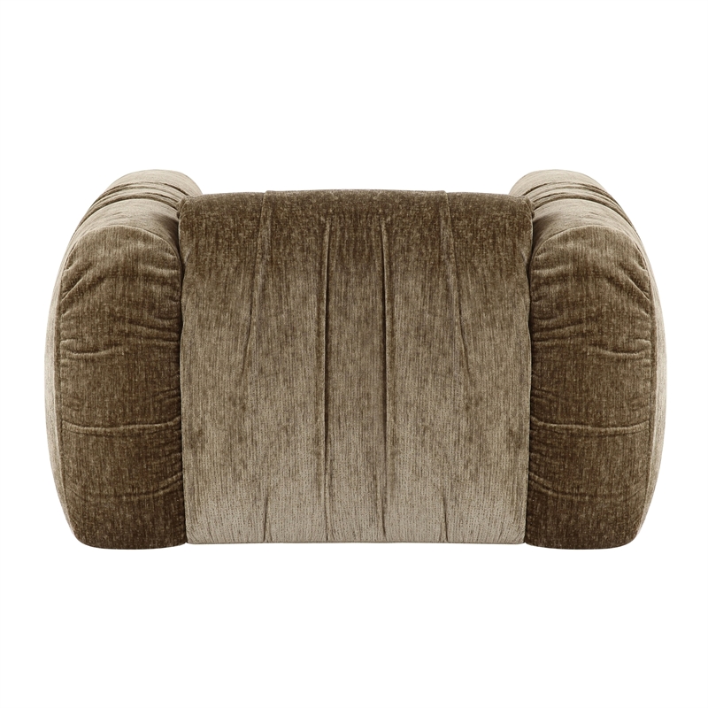 Pemberly Row Modern Olive Green Fabric Lounge Chair with Square Arms