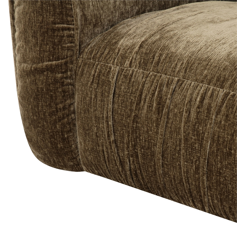 Pemberly Row Modern Olive Green Fabric Lounge Chair with Square Arms