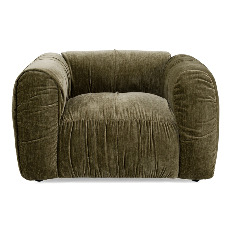 Pemberly Row Modern Olive Green Fabric Lounge Chair with Square Arms