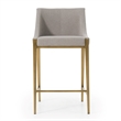 Pemberly Row Contemporary Grey Counter Stool with Antique Brass Legs