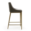 Pemberly Row Contemporary Grey Counter Stool with Antique Brass Legs