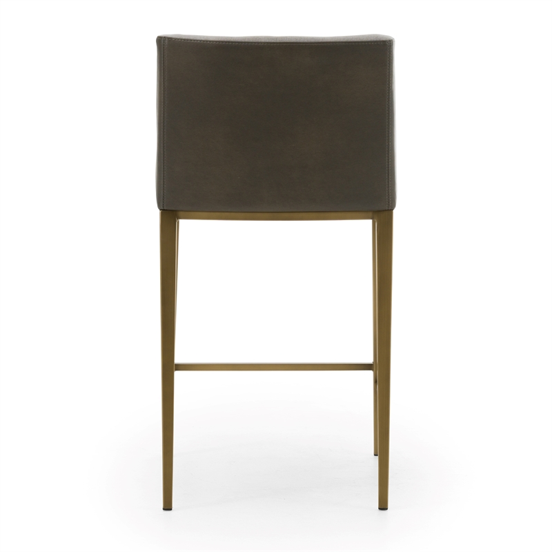Pemberly Row Contemporary Grey Counter Stool with Antique Brass Legs
