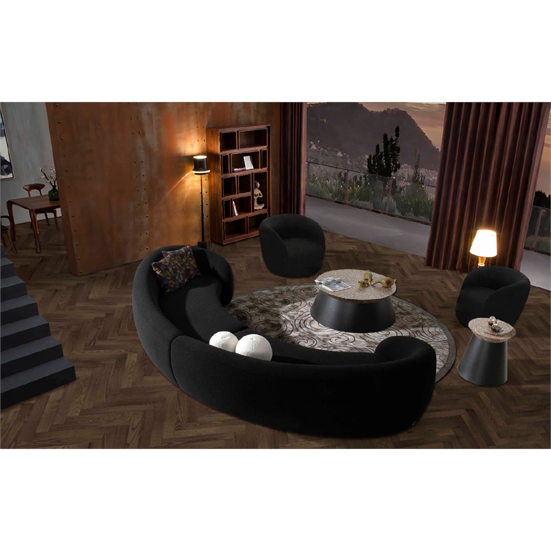 Pemberly Row Modern Black Fabric Accent Chair with Pine Wood Frame