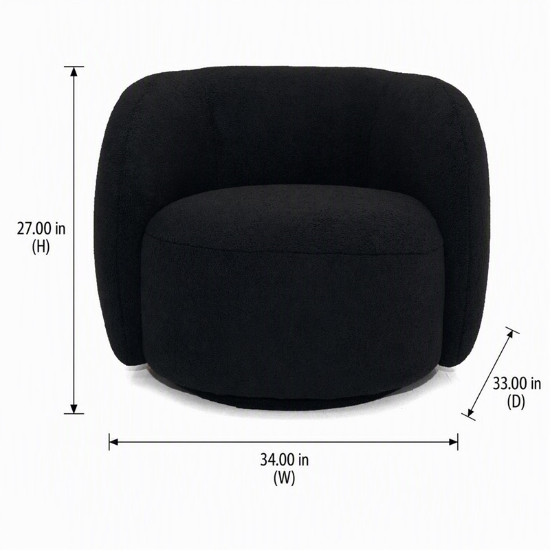 Pemberly Row Modern Black Fabric Accent Chair with Pine Wood Frame