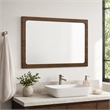 Pemberly Row Modern Rectangular Walnut Mirror in Rubberwood Veneer