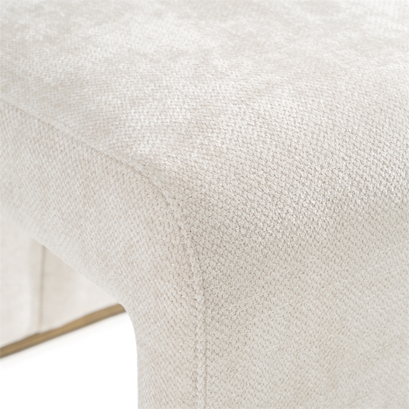 Pemberly Row Set of 2 Modern Beige Fabric Dining Chairs with Brass Legs