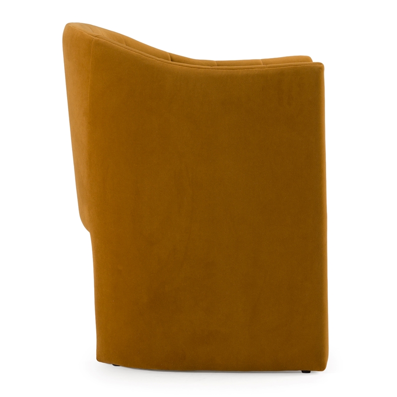 Pemberly Row Modern Burnt Orange Fabric Dining Chair with Cast Iron Legs