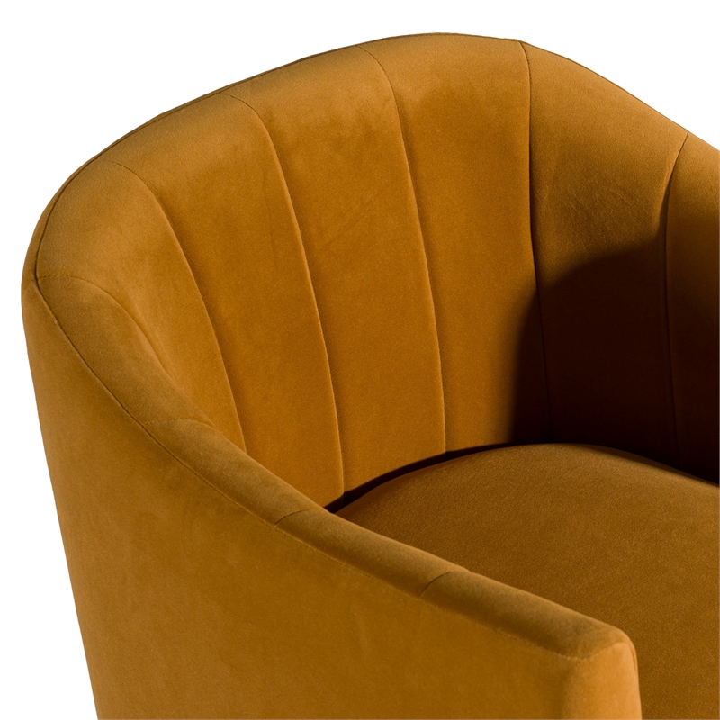 Pemberly Row Modern Burnt Orange Fabric Dining Chair with Cast Iron Legs