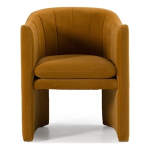 Pemberly Row Modern Burnt Orange Fabric Dining Chair with Cast Iron Legs