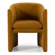 Pemberly Row Modern Burnt Orange Fabric Dining Chair with Cast Iron Legs