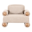Pemberly Row Modern Beige Fabric Accent Chair with White Burl Veneer