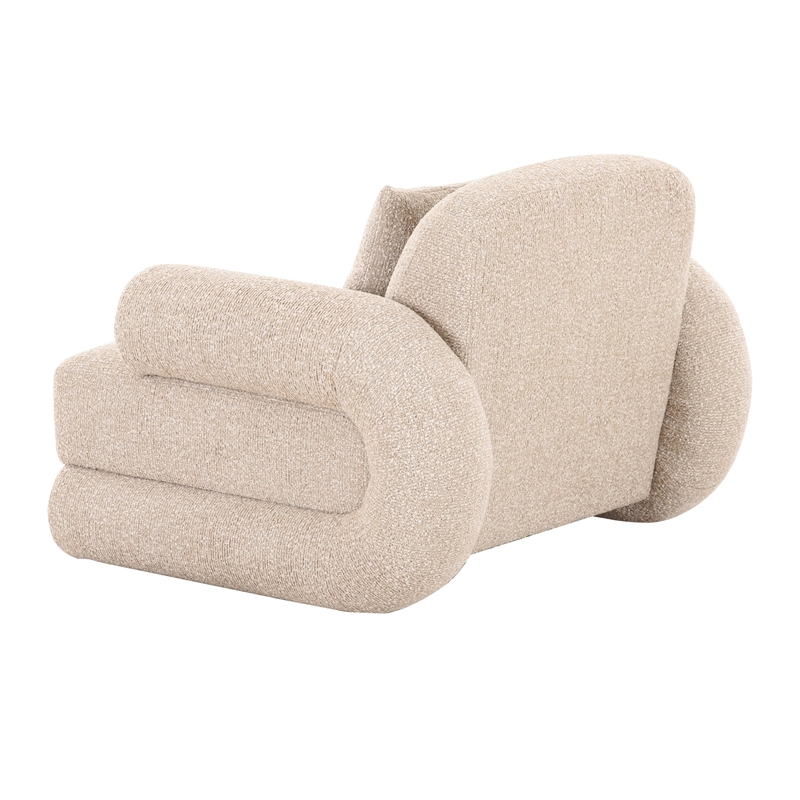 Pemberly Row Modern Beige Fabric Accent Chair with White Burl Veneer