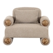 Pemberly Row Modern Beige Fabric Accent Chair with White Burl Veneer