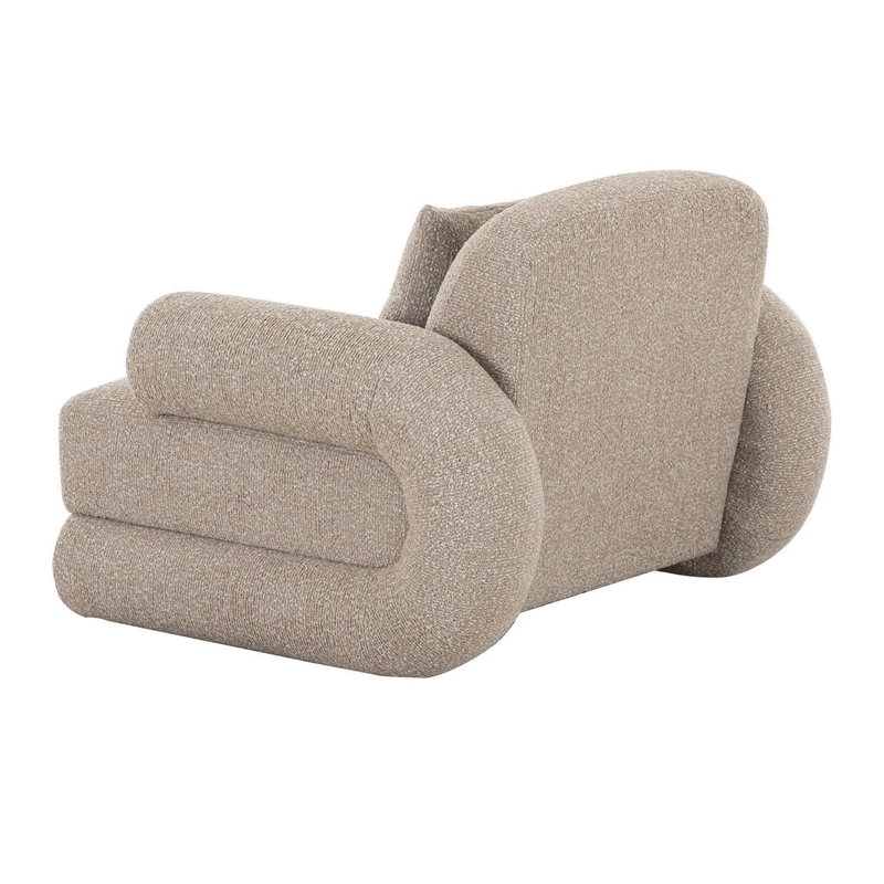 Pemberly Row Modern Beige Fabric Accent Chair with White Burl Veneer
