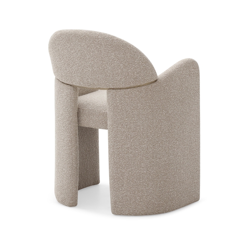 Pemberly Row Modern Dining Chair in Beige Linen & Brass Metal Frame