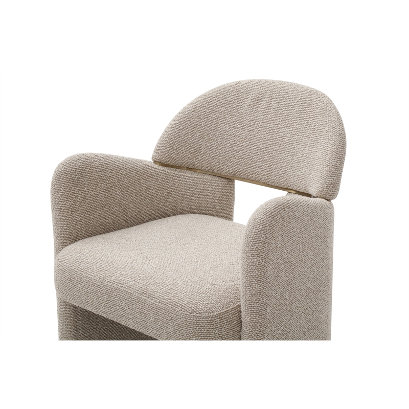 Pemberly Row Modern Dining Chair in Beige Linen & Brass Metal Frame