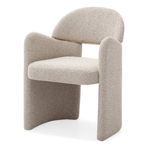 Pemberly Row Modern Dining Chair in Beige Linen & Brass Metal Frame
