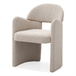 Pemberly Row Modern Dining Chair in Beige Linen & Brass Metal Frame