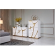 Pemberly Row Modern White Chest with Gold Painted Accents