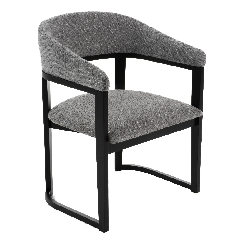 Pemberly Row Modern Dining Arm Chair Upholstered in Grey Polyester