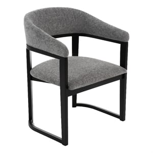 Pemberly Row Modern Dining Arm Chair Upholstered in Grey Polyester