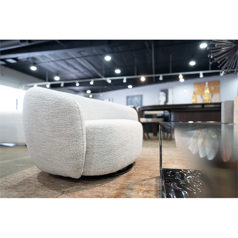 Pemberly Row Swivel Chair Upholstered in Off White Textile Fabric