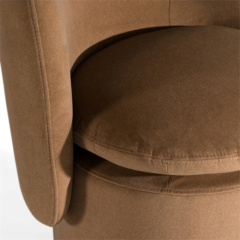 Pemberly Row Modern Swivel Dining Chair in Vesper Tobacco Fabric