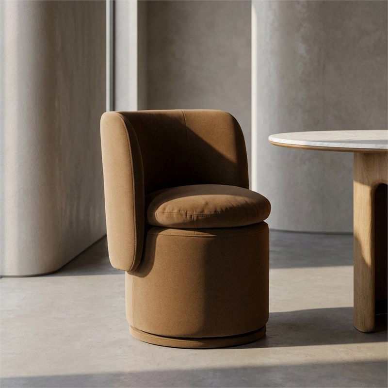 Pemberly Row Modern Swivel Dining Chair in Vesper Tobacco Fabric