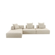 Pemberly Row Beige Fabric Modular Armless Chair in Modern Style