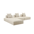 Pemberly Row Beige Fabric Modular Armless Chair in Modern Style
