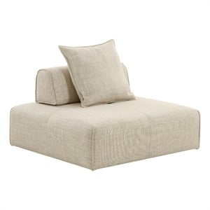 Pemberly Row Beige Fabric Modular Armless Chair in Modern Style
