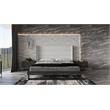 Pemberly Row Heloise Contemporary Vegan Leather King Bed in White and Grey