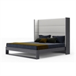 Pemberly Row Heloise Contemporary Vegan Leather King Bed in White and Grey