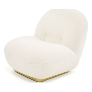Pemberly Row Crestone Sherpa Fabric Accent Chair with Gold Base in White
