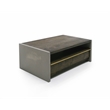 Pemberly Row Modern Solid Wood & Concrete Coffee Table in Dark Gray/Walnut