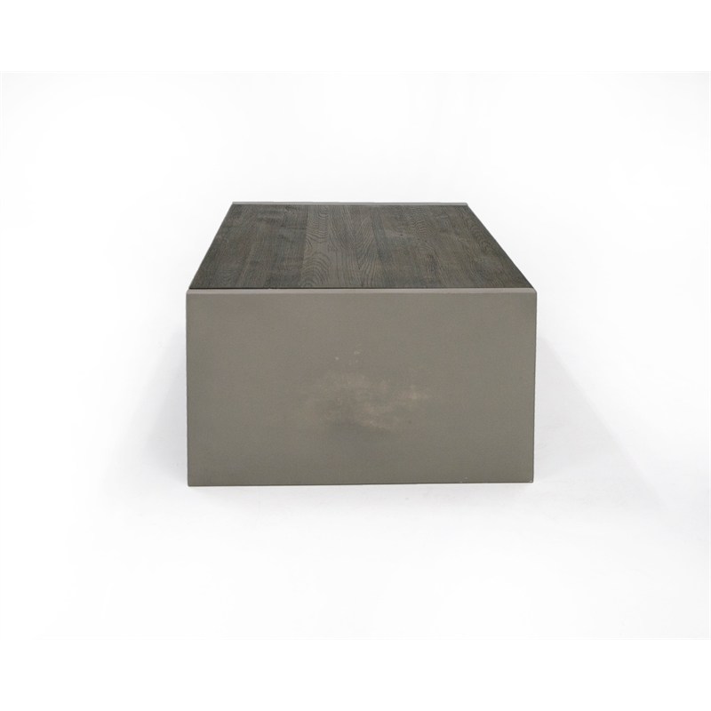 Pemberly Row Modern Solid Wood & Concrete Coffee Table in Dark Gray/Walnut