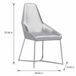 Pemberly Row Modern Stainless Steel Faux Leather Dining Chair in Gray