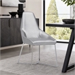 Pemberly Row Modern Stainless Steel Faux Leather Dining Chair in Gray