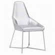 Pemberly Row Modern Stainless Steel Faux Leather Dining Chair in Gray