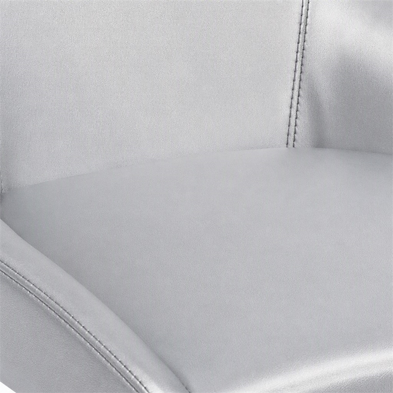 Pemberly Row Modern Stainless Steel Faux Leather Dining Chair in Gray