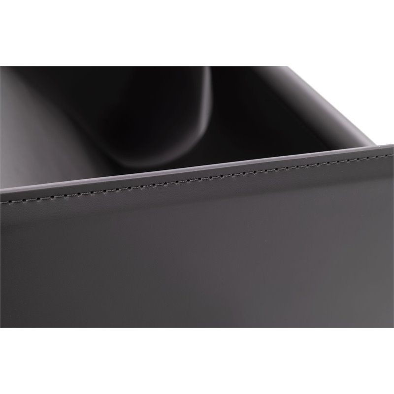 Pemberly Row Modern Stainless Steel Saddle Leather Magazine Rack in Gray