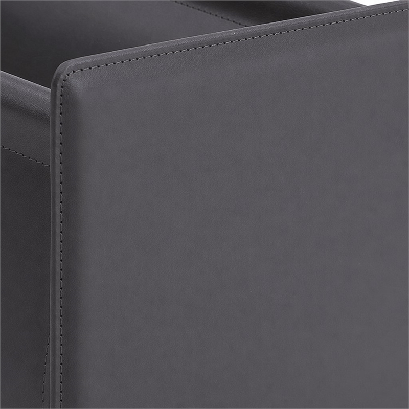 Pemberly Row Modern Stainless Steel Saddle Leather Magazine Rack in Gray