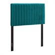 Pemberly Row Velvet Upholstered Twin Headboard with Channel Tufting in Teal